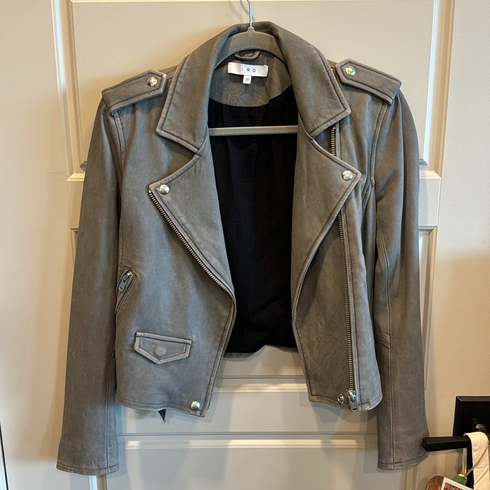 Iro Lambskin Leather Grey Jacket